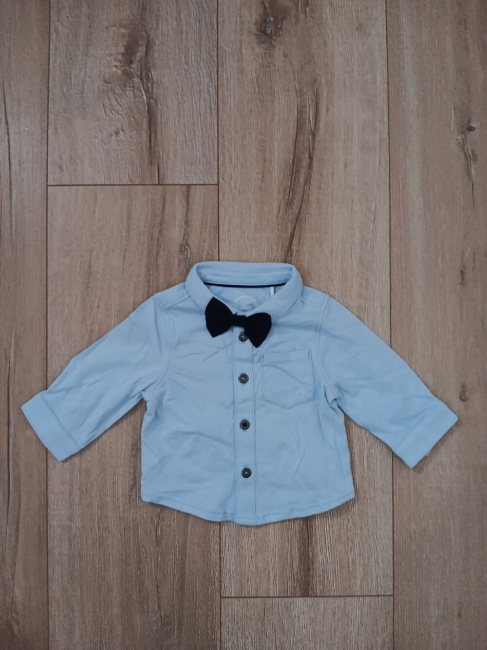 s.Oliver Baby Boy Dress Shirt Bow Tie Light Blue Organic Cotton 0-2 Months